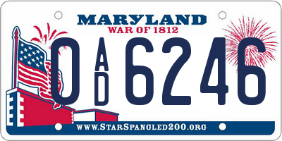 MD license plate 0AD6246