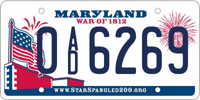 MD license plate 0AD6269