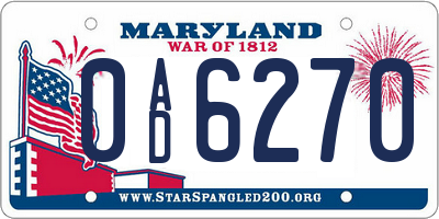 MD license plate 0AD6270
