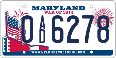 MD license plate 0AD6278