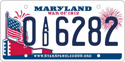 MD license plate 0AD6282