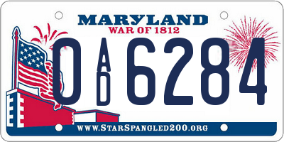 MD license plate 0AD6284