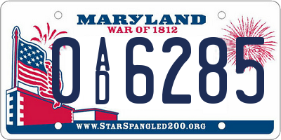 MD license plate 0AD6285