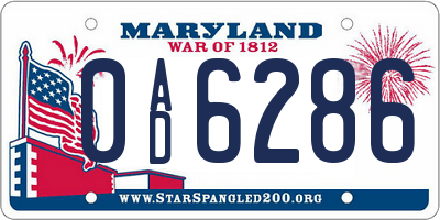 MD license plate 0AD6286