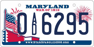 MD license plate 0AD6295