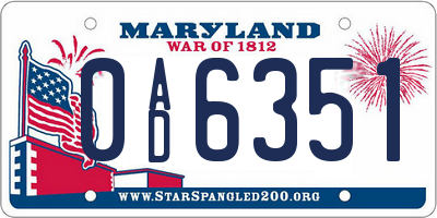 MD license plate 0AD6351