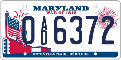 MD license plate 0AD6372