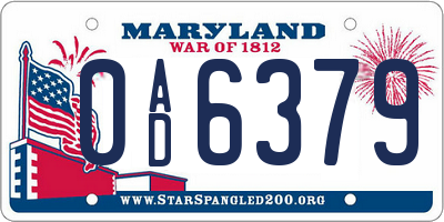 MD license plate 0AD6379