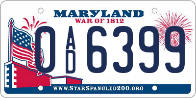 MD license plate 0AD6399