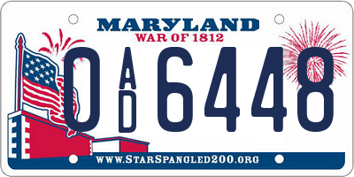 MD license plate 0AD6448