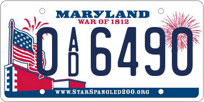 MD license plate 0AD6490