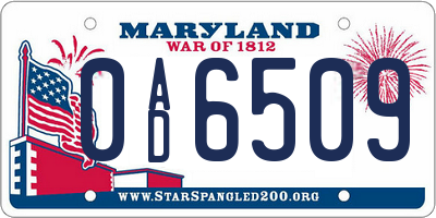 MD license plate 0AD6509