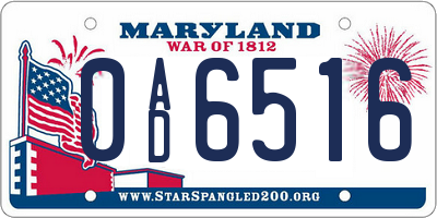 MD license plate 0AD6516