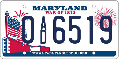 MD license plate 0AD6519