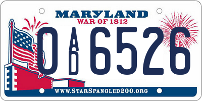 MD license plate 0AD6526