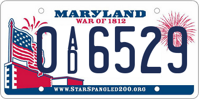 MD license plate 0AD6529