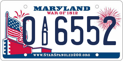 MD license plate 0AD6552