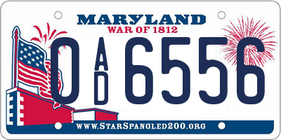 MD license plate 0AD6556