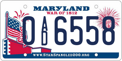 MD license plate 0AD6558