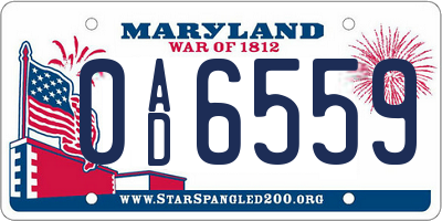 MD license plate 0AD6559