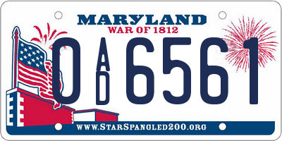 MD license plate 0AD6561