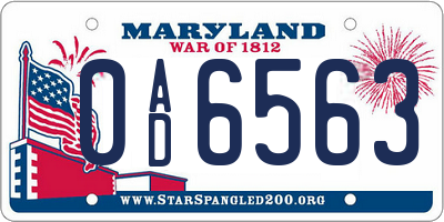 MD license plate 0AD6563