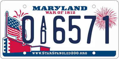 MD license plate 0AD6571
