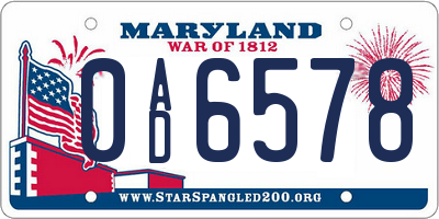 MD license plate 0AD6578