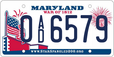 MD license plate 0AD6579