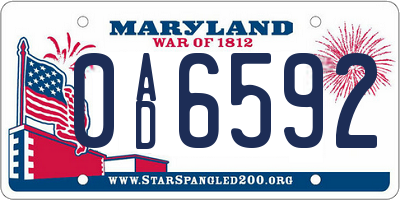 MD license plate 0AD6592