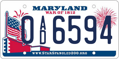 MD license plate 0AD6594