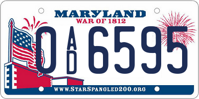 MD license plate 0AD6595
