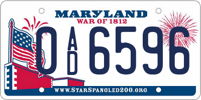 MD license plate 0AD6596