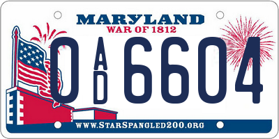 MD license plate 0AD6604