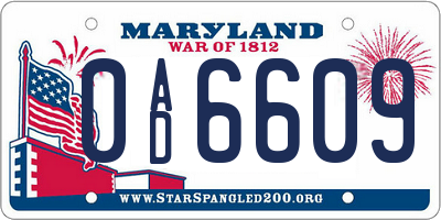 MD license plate 0AD6609