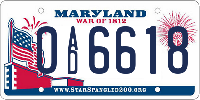 MD license plate 0AD6618