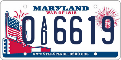 MD license plate 0AD6619