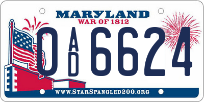 MD license plate 0AD6624