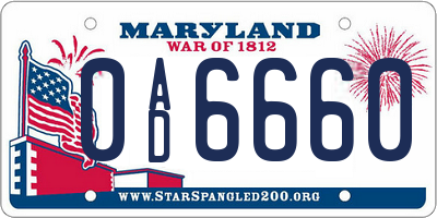 MD license plate 0AD6660