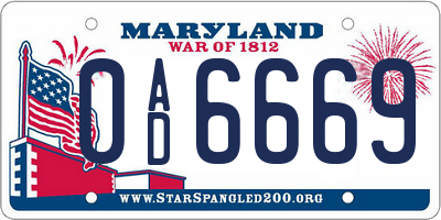 MD license plate 0AD6669