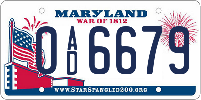 MD license plate 0AD6679