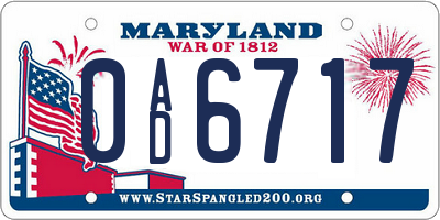 MD license plate 0AD6717