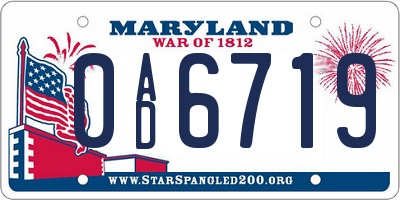 MD license plate 0AD6719