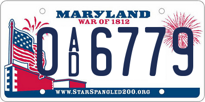 MD license plate 0AD6779
