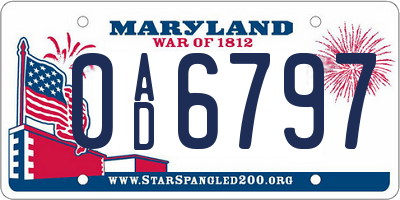 MD license plate 0AD6797