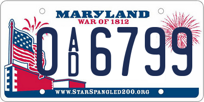 MD license plate 0AD6799
