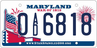 MD license plate 0AD6818