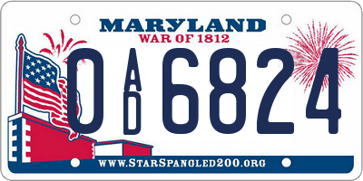 MD license plate 0AD6824