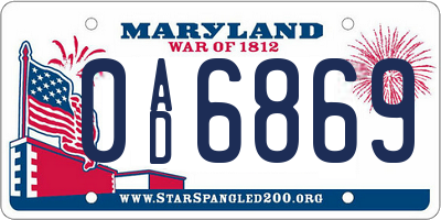 MD license plate 0AD6869