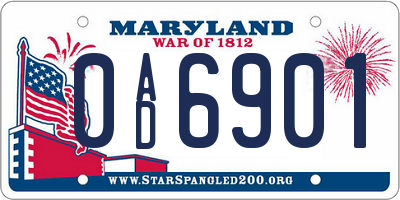 MD license plate 0AD6901